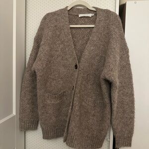 Astr Cozy Taupe Knit Cardigan